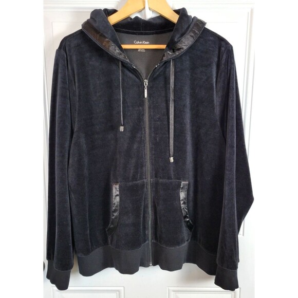 Calvin Klein Womens Plus Size Velour Zip-Up Hoodie Size 1X - Picture 1 of 7